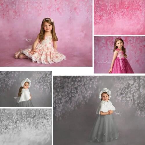 Pink Gray Flower Texture Photography Backdrop Floral Painting Children Birthday Art Background Newborn Baby Portrait Photo Shoot
