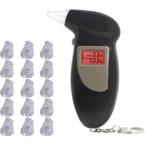 Handheld Backlight Digital Alcohol Tester with 16pcs Mouthpieces Digital Alcohol Breath Tester Breathalyzer Analyzer Detector