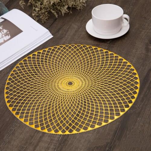 PVC Foldable Pads Heat Insulation Solid Color Non-Slip Restaurant Table Round Mat Placemat Home Dinner Table Decoration Supplies