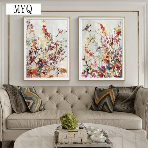 Modern Canvas Abstract Painting Scandinavian Poster Wall Art Flowers Posters and Prints Elegant Poetry Modern Colorful Flower