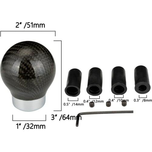 POSSBAY Universal Manual Transmission Shifter Lever Knob Black Carbon Fiber Aluminum Car Gear Shift Knob Handbrake Cover