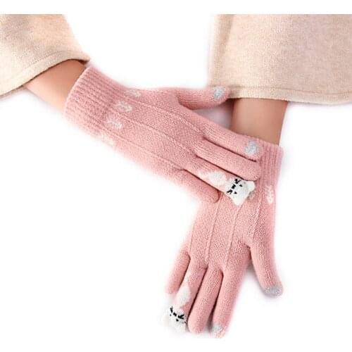 Winter Touch Screen Gloves Women Men Warm Stretch Knit Mittens Imitation Wool Full Finger Guantes Female Crochet Thicken