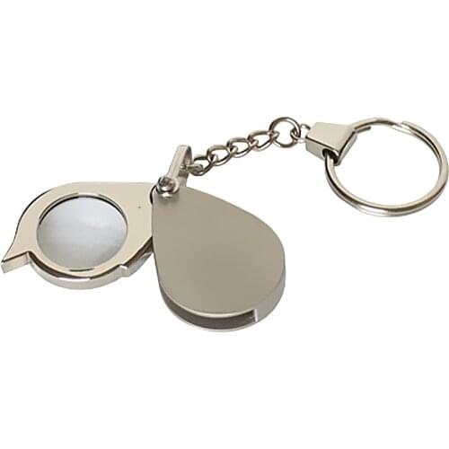 High Quality 8X Folding Key Ring Glass Magnifier with Key Chain Waterproof Daily Magnifying Pocket Tool
