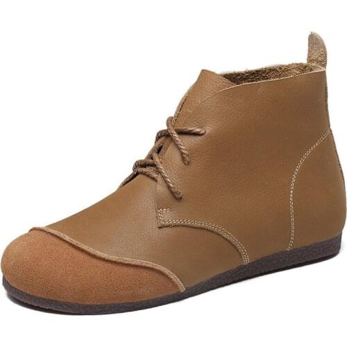 Women Shoes Boots Ankle Genuine Leather Retro British Wind Female Spring Autumn Shoes Ladies Short Boots