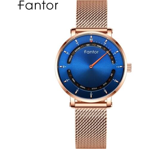 Fantor Brand Fashion Blue Dial Women Quartz Unique Design Mesh Strap Ladies Elegant Luxury Watch Women Wrist