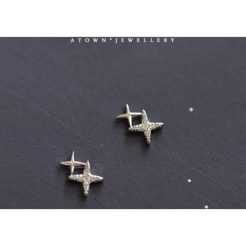 Shining Lightning Bright Star Stub Earrings For Women S925 Sterling Silver OL Style Small Ear Accessories Fine Jewelry Chic Girl