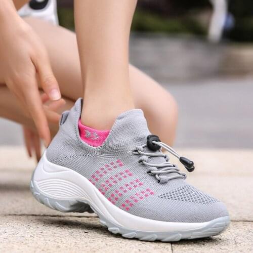 2021 Autumn Women Flat Platform Sneakers for Women Breathable Mesh Sneakers Shoes Spring Ladies Laces for Sock Sneakers