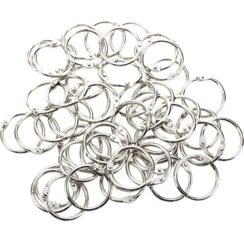 50 Pcs Staple Book Binder 30mm Outer Diameter Loose Leaf Ring Keychain