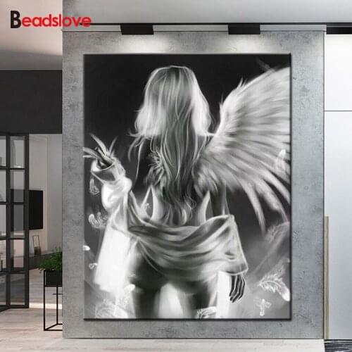 5D diamond embroidery mosaic Sad Angel girl diamond paintings full square round drill stitch cross rhinestone of picture art,S32