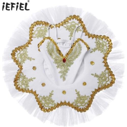 Sequins Swan Dance Professional Ballet Tutu For Child Kids Ballerina Party Dance Costumes Ballet Dress Girl with Crown Hair Hoop