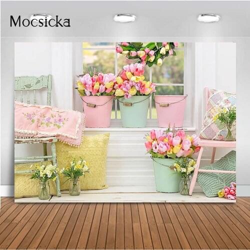 Flowers Garden Newborn Kids Portrait Photography Backdrop Windows Children Birthday Decorations Spring Floral Art Photocall