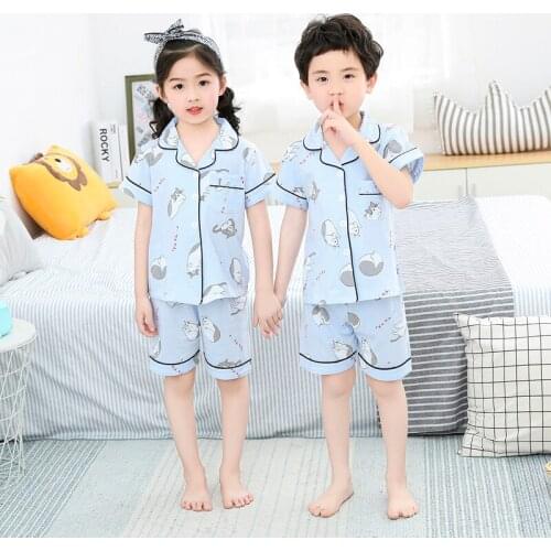 Children Pajamas Sets Cotton 2021 Summer Kids Cartoon Homewear Suit Girls Casual Short Sleeve Christmas Pyjamas Set Sleepwear