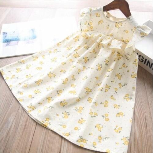 Summer new girls floral print cotton sleeveless dress children dresses wholesale kids clothes