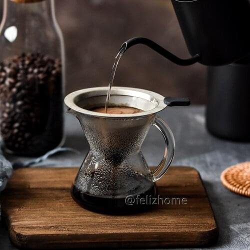 Household Hand Coffee Brewing set coffee pot filter cup Coffee KettleSmall one-person glass coffee sharing pot cone glass ha