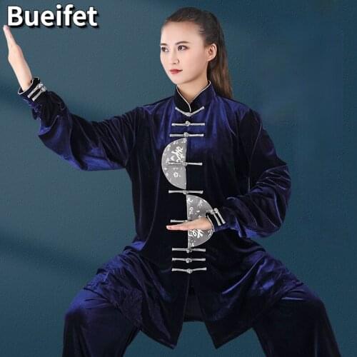 Taichi Uniform Autumn Winter Kungfu Clothing Velvet Long Sleeve Traditional Martial Arts WingChun Suit Taijiquan Practice Suit