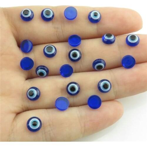 19964 (100 pieces/lot) Round 6mm Loose Blue Acrylic Flatback Turkish Evil Eye Cabochon Jewelry Crafts Findings