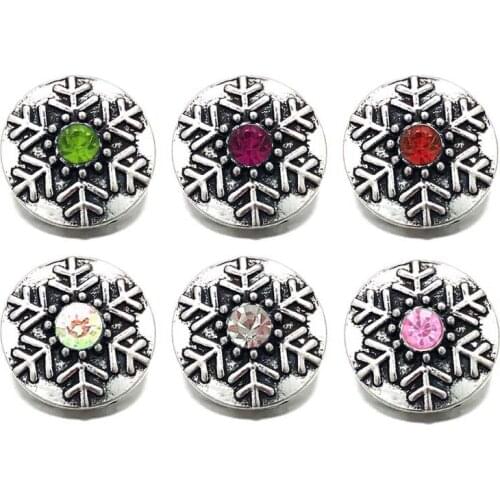 Hot 063 Crystal Snowflake 3D 12mm Metal Snap Button For Bracelet Necklace Interchangeable Jewelry Women Accessorie Findings