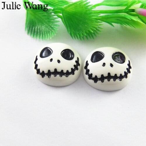 Julie Wang 10pcs Resin Funny Ghosts Halloween Cameo Cabochons Charm For Necklace Pendant Earrings Jewelry Making Accessories