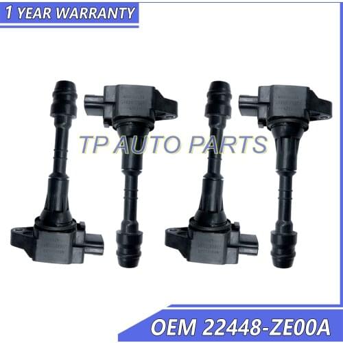 4 PCS Ignition Coil OEM 22448-ZE00A 22448ZE00A Compatible With Nissan