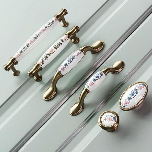 Chinese ceramic handle American retro cabinet door modern minimalist European style drawer cabinet wardrobe cabinet handle