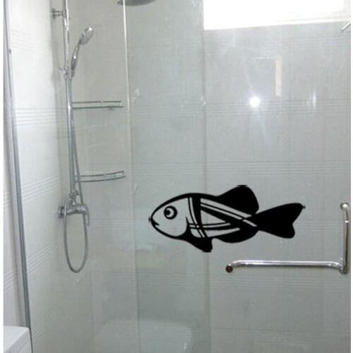 Lovely Personality Fish Glass Bathroom Stickers A40004