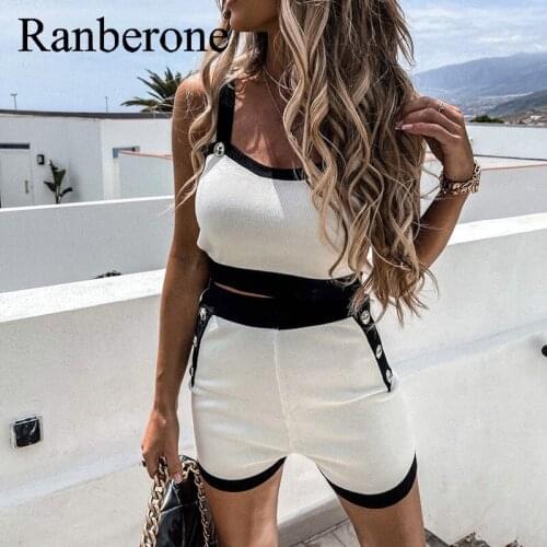 Summer Tracksuits Women Fitness Sportswear Backless Top + High Waist Elastic Shorts Sports Shorts Suit 2021 Fitness Suit Streetw