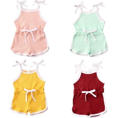 1-6Years Summer Baby Girls Knitted Clothes Sleeveless Romper Bodysuit Jumpsuit Cotton Outfits
