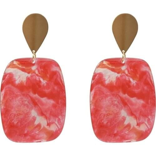 Hot Sale New Style 6 Colors Gold Metal Acrylic Dangle Earrings For Women Geometric Fashion Jewelry Accessories