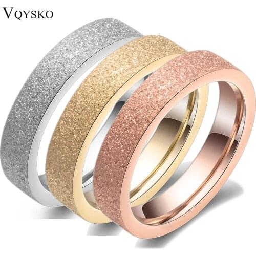 Cute women ring stainless steel gold color rings frosted matte processing fashion jewelry gifts