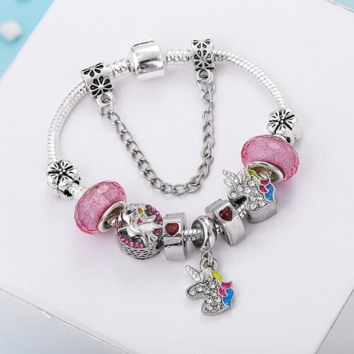 Sweet Romantic Color Flower Charm Bracelet Female DIY love Crystal Beads Beautiful Bracelet Female Bracelet Jewelry Gift
