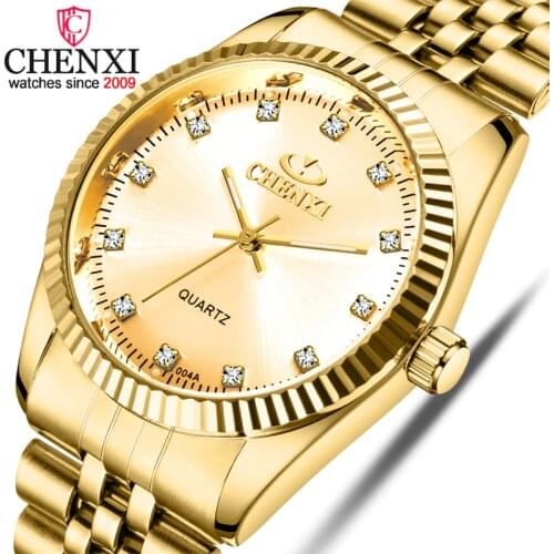 CHENXI Men Gold Watch Male Stainless Steel Quartz Golden mens Wristwatches for Man Top Brand Luxury Quartz-Watches Gift Clock