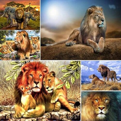 5D DIY Diamond Painting Lion Kit Full Drill Square Embroidery Mosaic Animal Picture With Rhinestones Home Decoration Gift