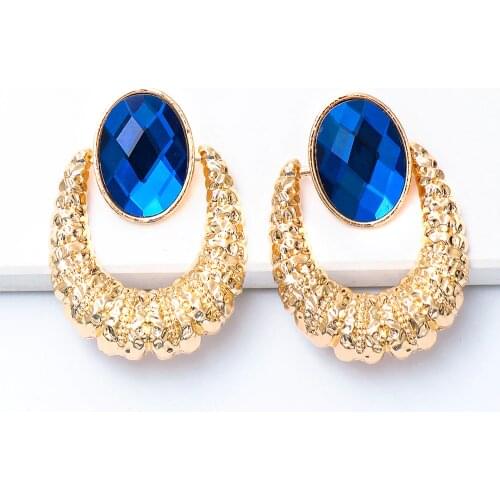 New Arrivals Bohemian Golden Metal Dangle Earrings Inlaid With Crystals Statement Rhinestone Drop Earring For Women Jewelry