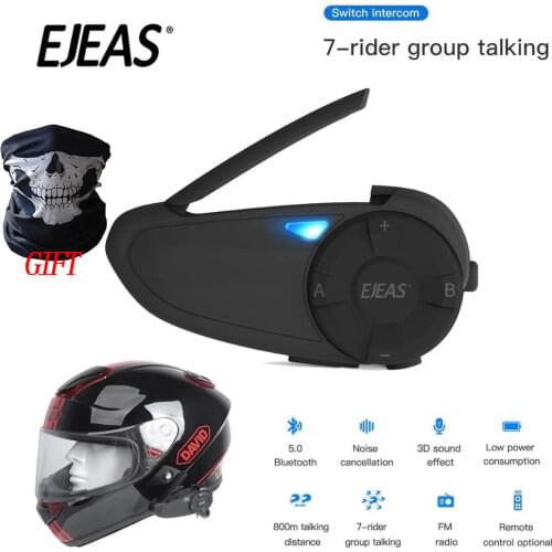 VNETPHONE V8 5 Riders Group Talk VS Bluetooth Intercom Moto Helmet NFC Motorcycle Communicator Helmet Headset with FM