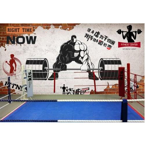 Custom photo wallpaper for walls 3 d Gym mural Retro broken brick wall graffiti sports fitness club image wall background wall