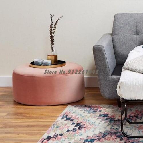 Simple Light Luxury Round Stool Clothing Store Shoe Replacement Stool Lounge Pedal Small Stool Net Red Fashion Fabric Sofa Stool