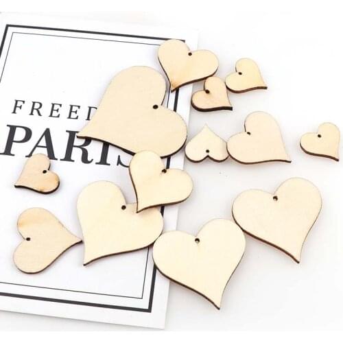 New Sale Mixed size DIY Perforated wooden heart patch Crafts Scrapbooking Supplies Wedding DecorationHand-made Graffiti Buttons
