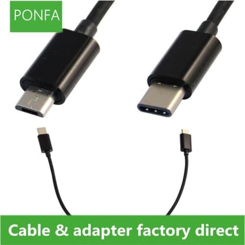 Reversible Design USB-C Type C Male Connector to Micro USB 2.0 Male Data Cable for Tablet &Mobile Phone 30cm