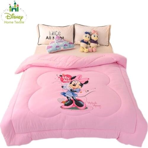 Pink Minnie Mouse Comforters for girls bedroom single queen size winter quilt polyester fabric 150cm Childrens bedding Disney