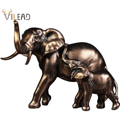 VILEAD Resin Elephant Statue American Style Retro Figurine Office Ornaments Living Room Bedroom Desktop Decoration Home Decor