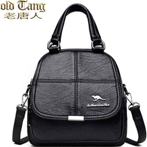OLD TANG Leisure Women Pu Leather Backpack High Quality Solid Color Shoulder for Women 2020 Autumn and Winter Designer Backpack