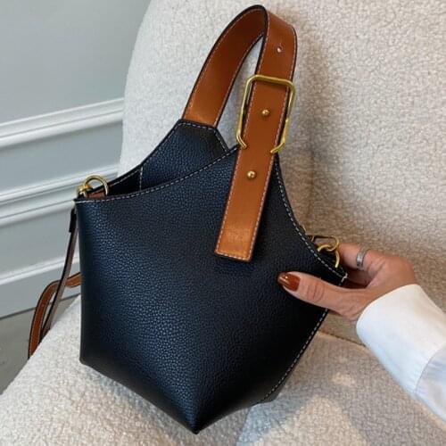 Vintage Small Bucket Crossbody Bags with Short Handle for Women 2021 Winter Fashion Shoulder Handbags and Purses
