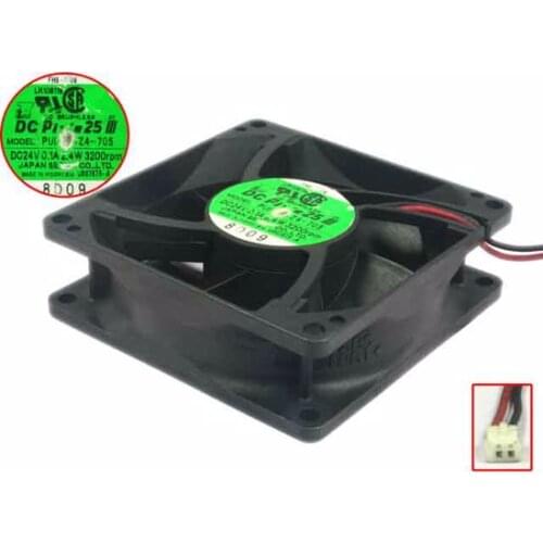 Japan PUDC24Z4-705 DC 24V 0.1A 2-wire 80X80X25mm Server Cooling Fan