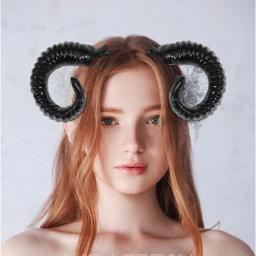Halloween Cosplay Sheep Horns Headband Hairclip A Pair Of Black Fancy Artificial Sheep Cos Horns Hairpin Unique Headband