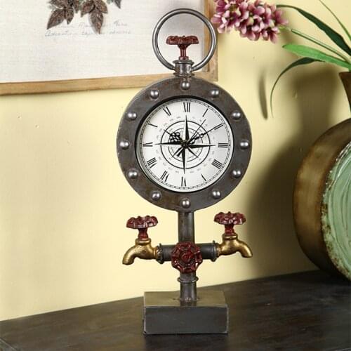 Iron vintage American country to do the old industrial faucet model clock creative clock table clock ornaments LOFT