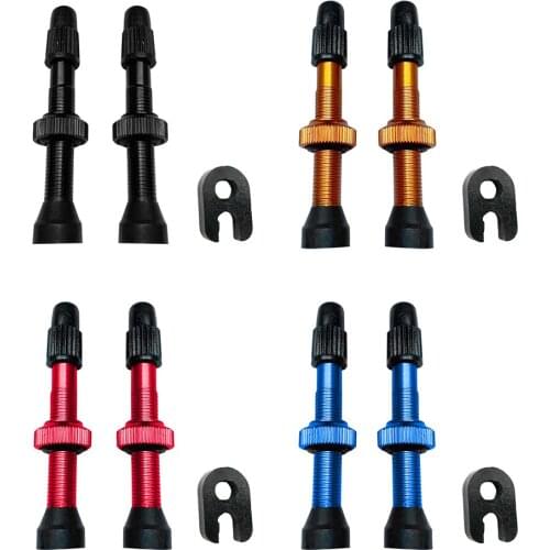 1 Pair Bicycle Presta Valve Brass Core Tubeless Tire Valve Core 54mm Alloy Stem with Tool for MTB Mountain Road Bike Bicycle