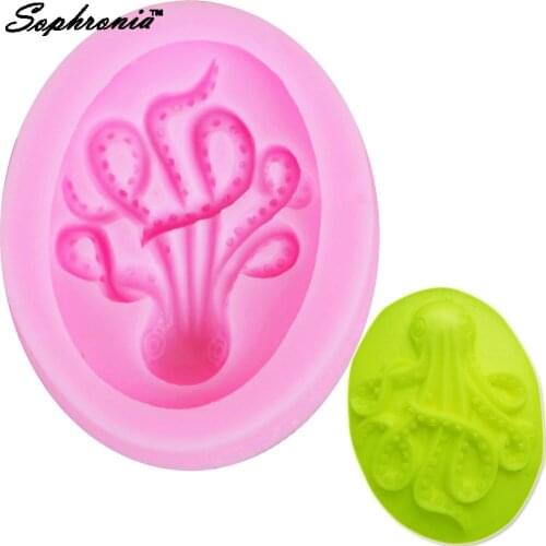 10PCS/SET Mini Octopus Flexible Silicone Mold Animal Mold Cupcake Fondant Craft, Scrapbooking, Jewellery, Resin Mold F1188
