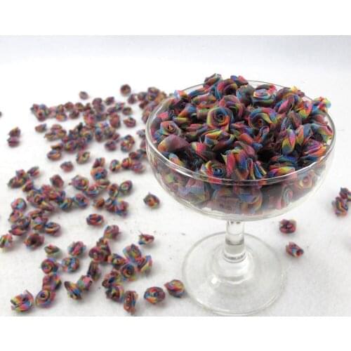 100 Pieces Chiffon Rose Flower Buds|Ombre Color|Flower Applique|Fabric Flower|Baby Doll|Craft Bow|Accessories