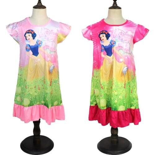 2021 Disney Princess Dress Girl Summer Clothing Kids Clothes Childrens Pajamas Birthday Dresses Casual Costume Snow White 3 8Y