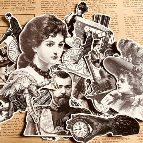 32PCS Vintage European Character Stickers DIY Scrapbook Base Collage Phone Diary TAG. Photo Props Gift Sealing Decoration